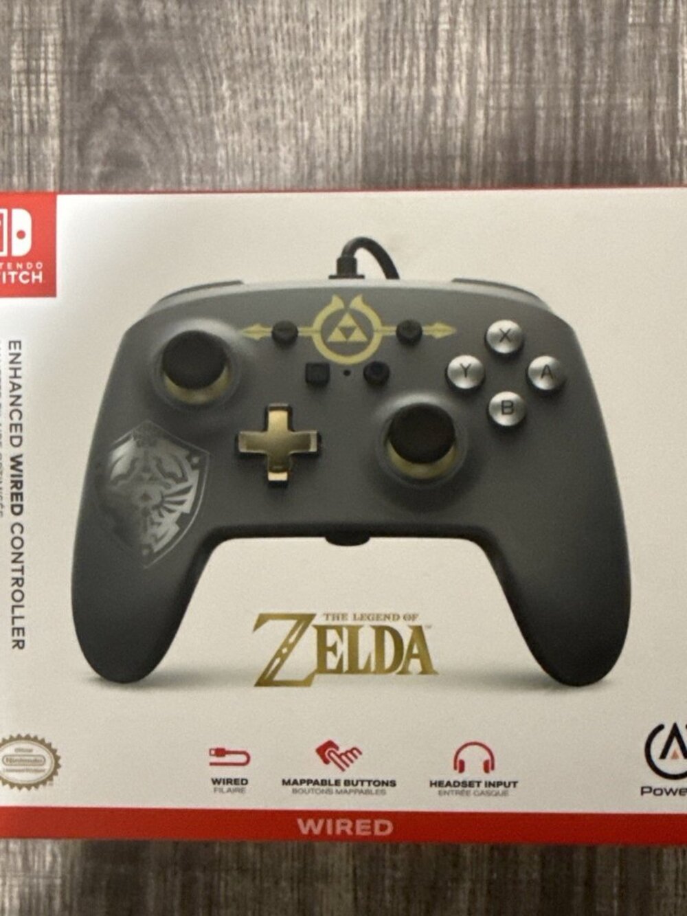 Nintendo Switch Legend of Zelda HYLIAN SHIELD Enhanced Wired Controller Power A